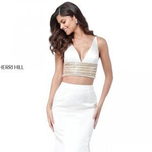 $598 Brand NEW Size 4 Two Piece Sherri Hill Prom/Pageant Dress White #51711